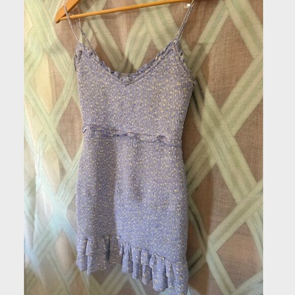 Lavender Floral Summer Dress- Stretchy with Ruffle Detail - Picture 5 of 6